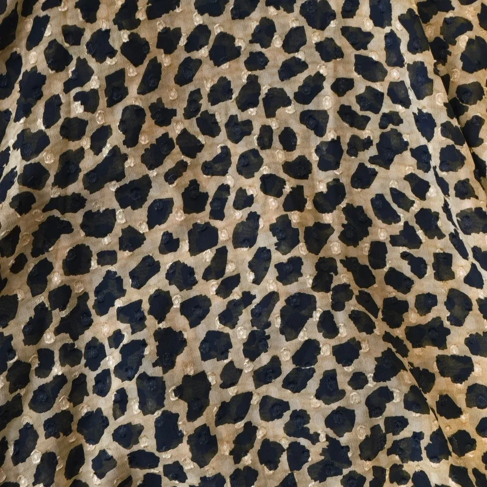 Free People Leopard Print Long Sleeve Mini Wrap‎ Dress Ruffle Hem V-Neck Burnout